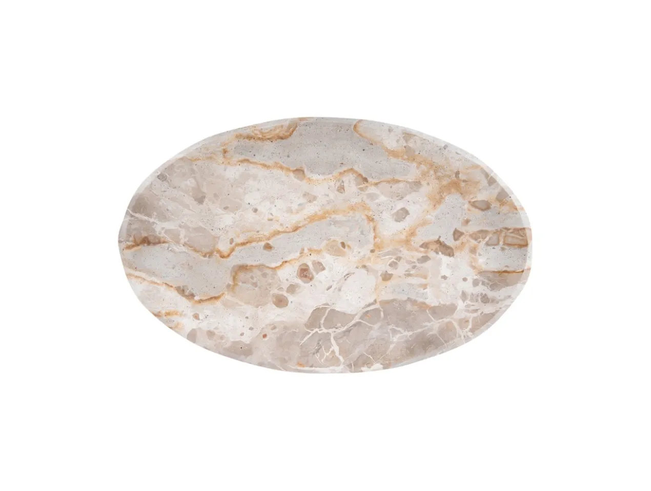 Tray Waved oval large marble brown