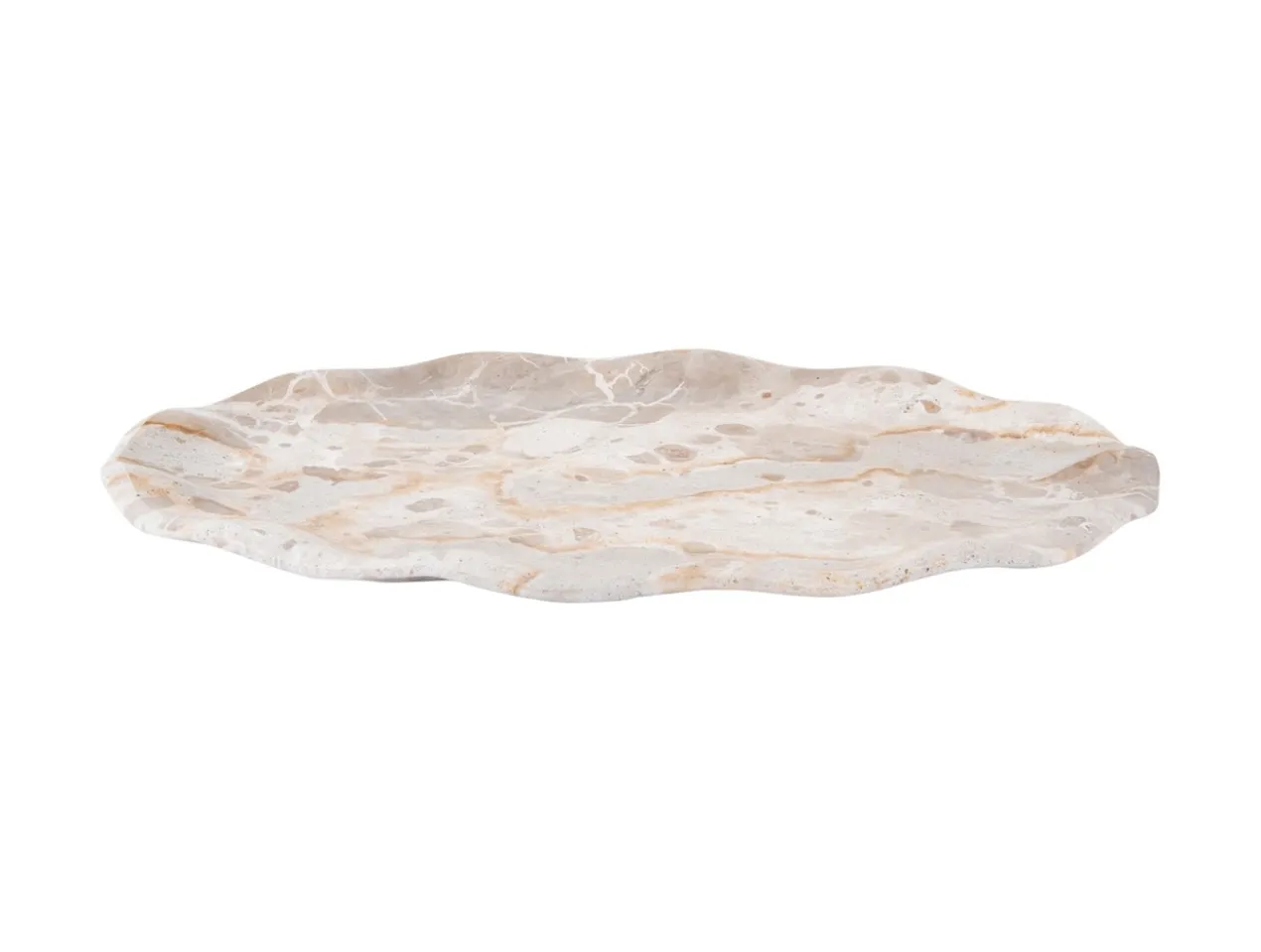 Tray Waved oval large marble brown
