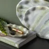 Tray Waved oval large marble himalayan green