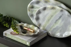 Tray Waved oval large marble himalayan green