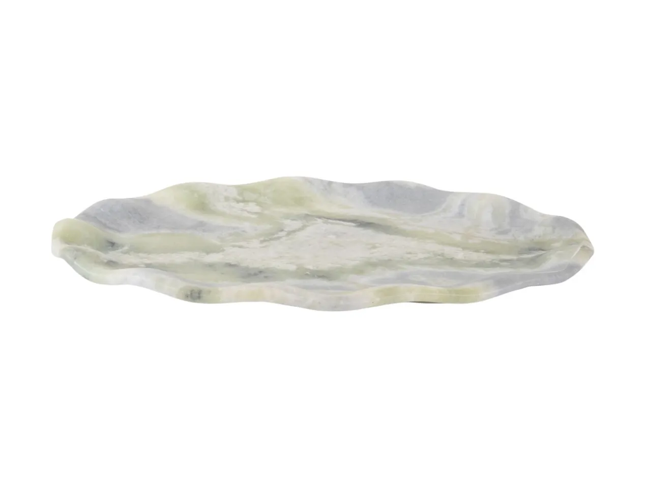 Tray Waved oval large marble himalayan green