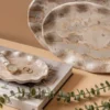 Tray Waved oval small marble brown