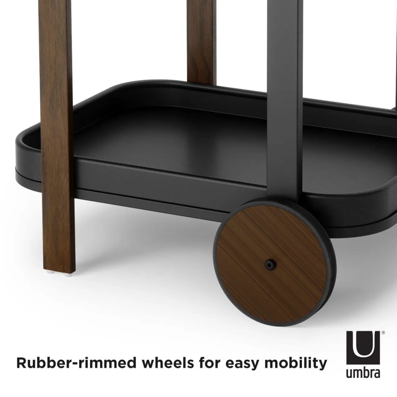 Trolley Bellwood bar en serveerwagen zwart/walnoot