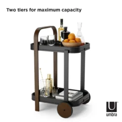 Trolley Bellwood bar en serveerwagen zwart/walnoot