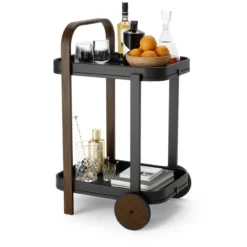 Trolley Bellwood bar en serveerwagen zwart/walnoot