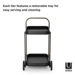Trolley Bellwood bar en serveerwagen zwart/walnoot