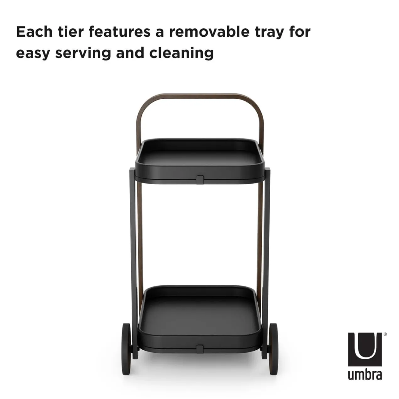 Trolley Bellwood bar en serveerwagen zwart/walnoot