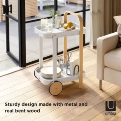Trolley Bellwood bar en serveerwagen wit/naturel