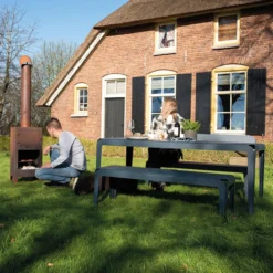 Tuinbank Bended Bench 140 grey blue