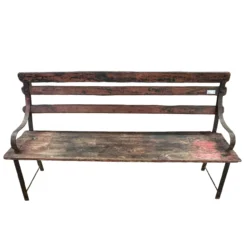 Tuinbank ijzer houten zitting rood/groen uniek