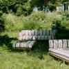 Tuinbank teak chalkstripe