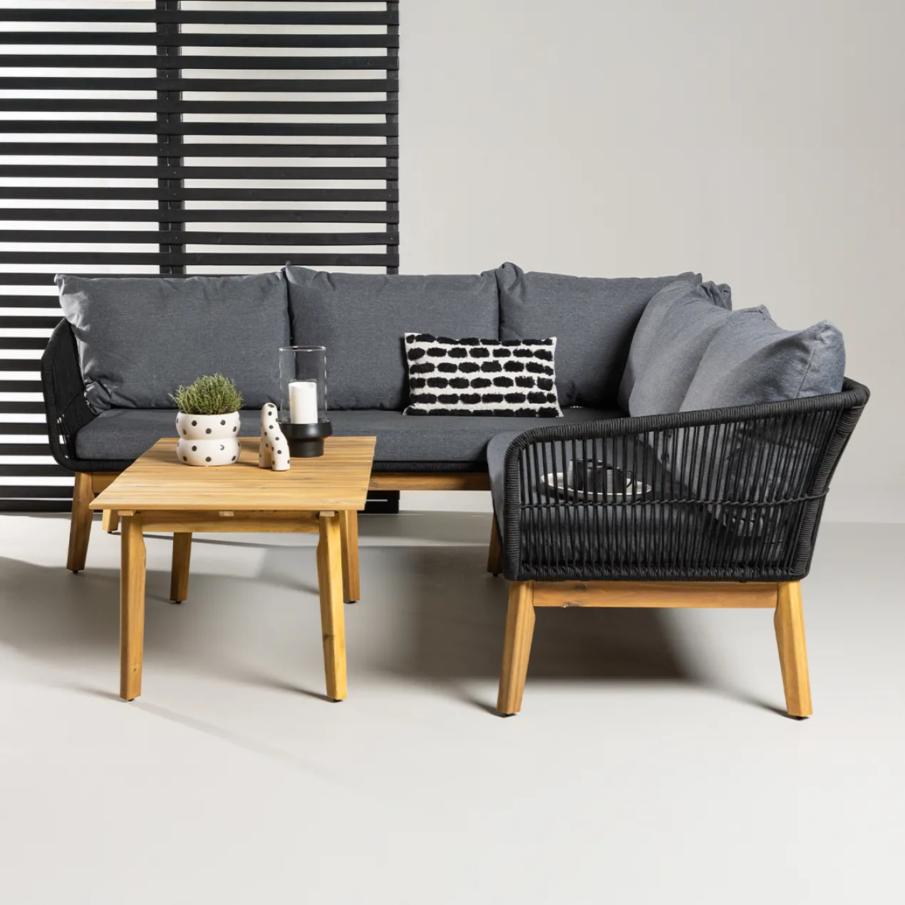 Tuin loungeset grijs Pam - met zitkussens Grijs