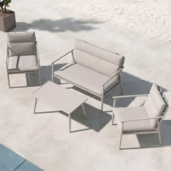 Tuin loungeset Margret beige - bank, stoelen & tafel