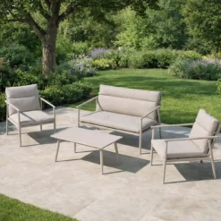 Tuin loungeset Margret beige - bank, stoelen & tafel