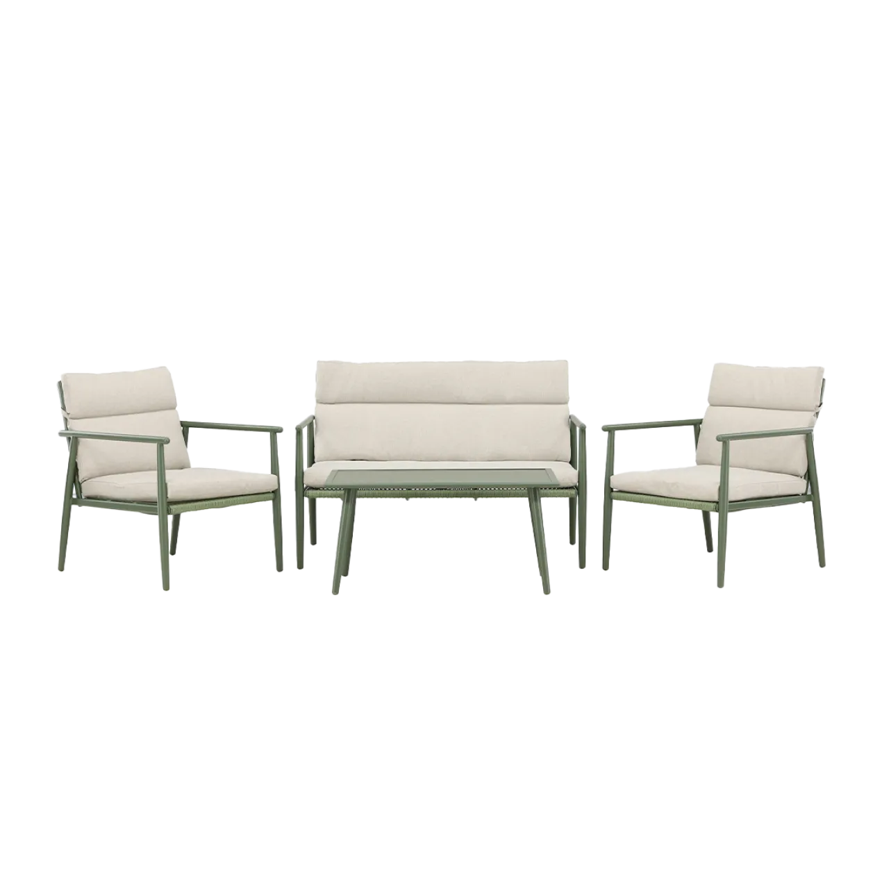 Tuin loungeset Margret - met zitkussens Groen - beige kussens