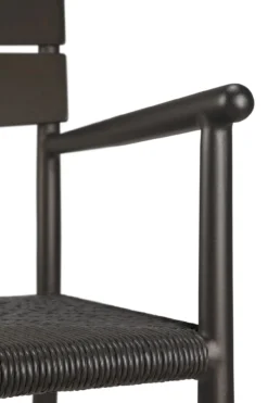 Tuinstoel Elin dark bronze/koord met armleuning