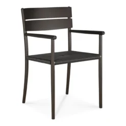 Tuinstoel Elin dark bronze/koord met armleuning