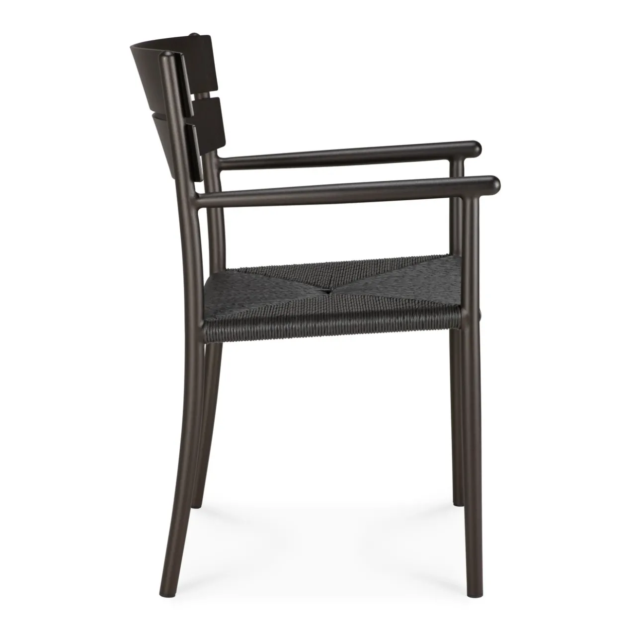 Tuinstoel Elin dark bronze/koord met armleuning