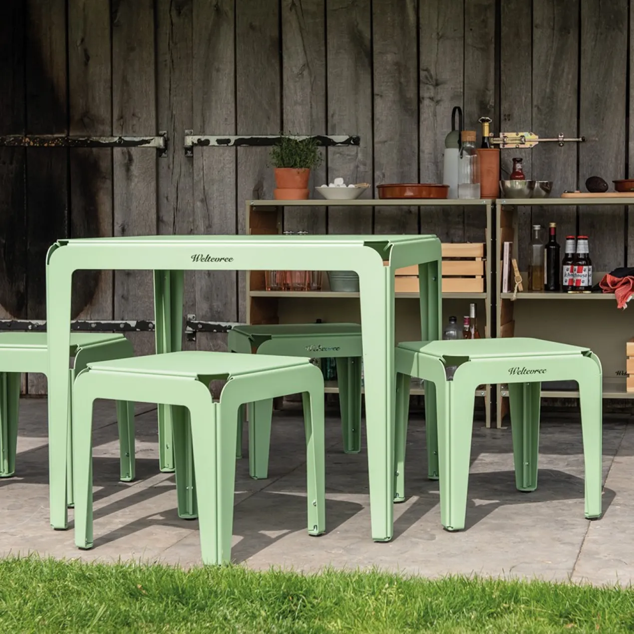 Tuintafel Bended 90x90 pale green