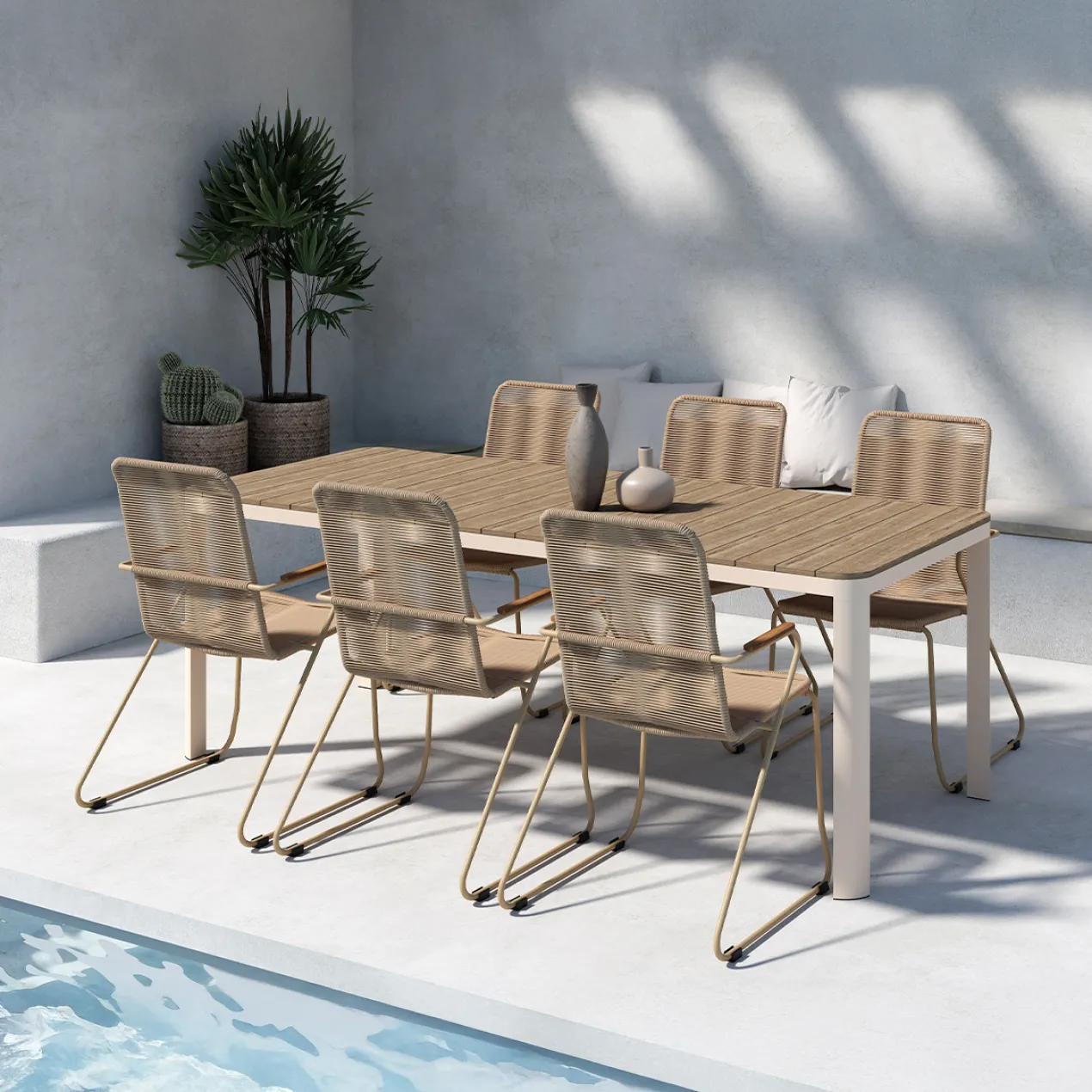 Tuintafel Ingo polywood 210x90 cm beige