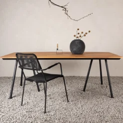 Tuintafel Joshua - met houten blad Zwart