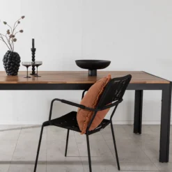 Tuintafel Lasse aluminium - houten tafelblad Zwart