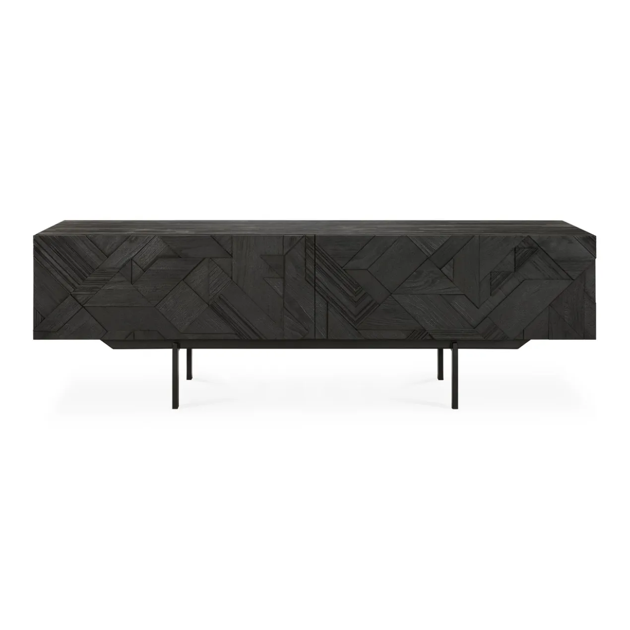 Tv-meubel Graphic teak zwart 160 cm
