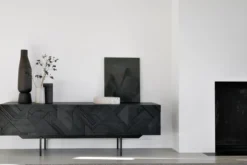Tv-meubel Graphic teak zwart 160 cm