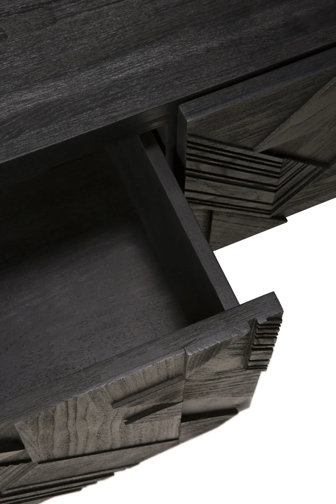 Tv-meubel Graphic teak zwart 160 cm