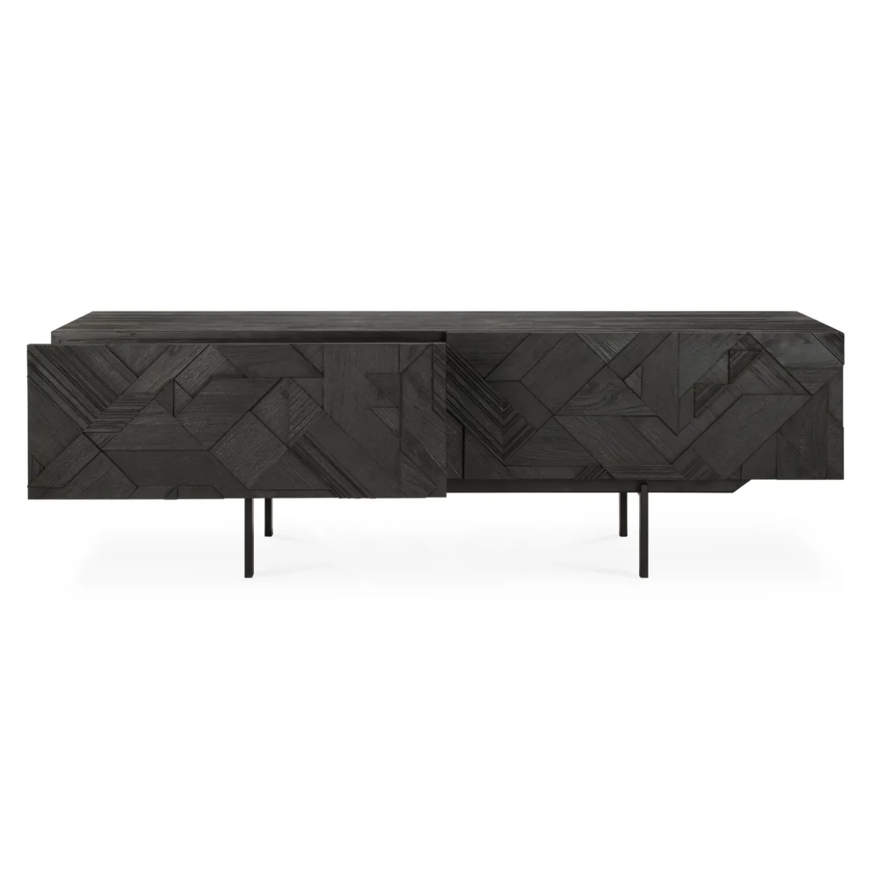 Tv-meubel Graphic teak zwart 160 cm
