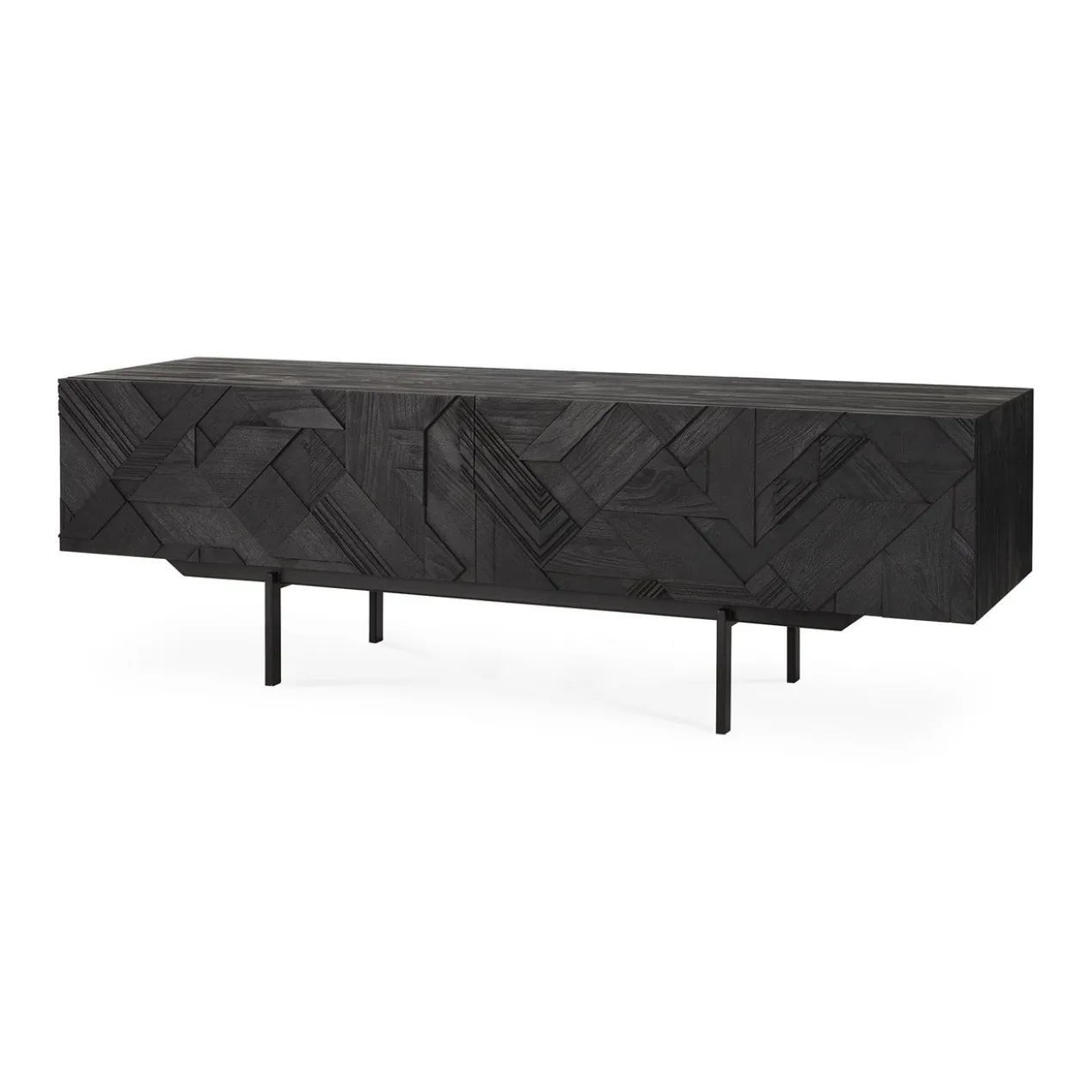 Tv-meubel Graphic teak zwart 160 cm