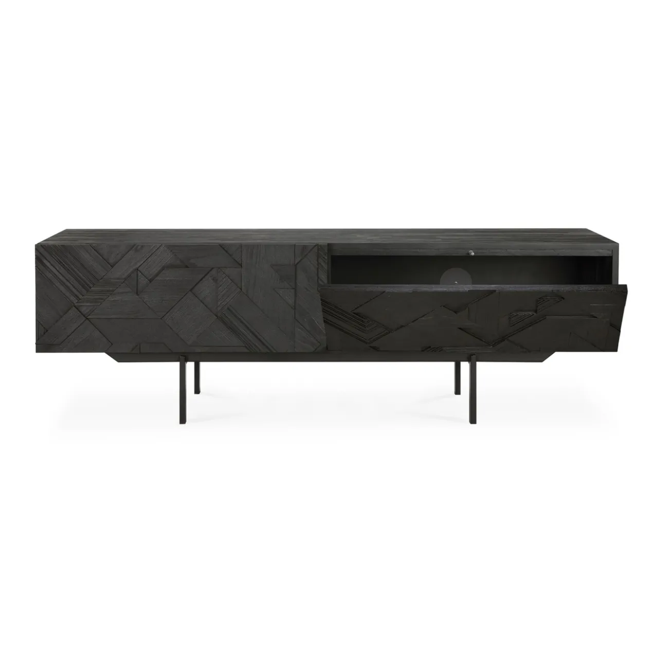 Tv-meubel Graphic teak zwart 160 cm