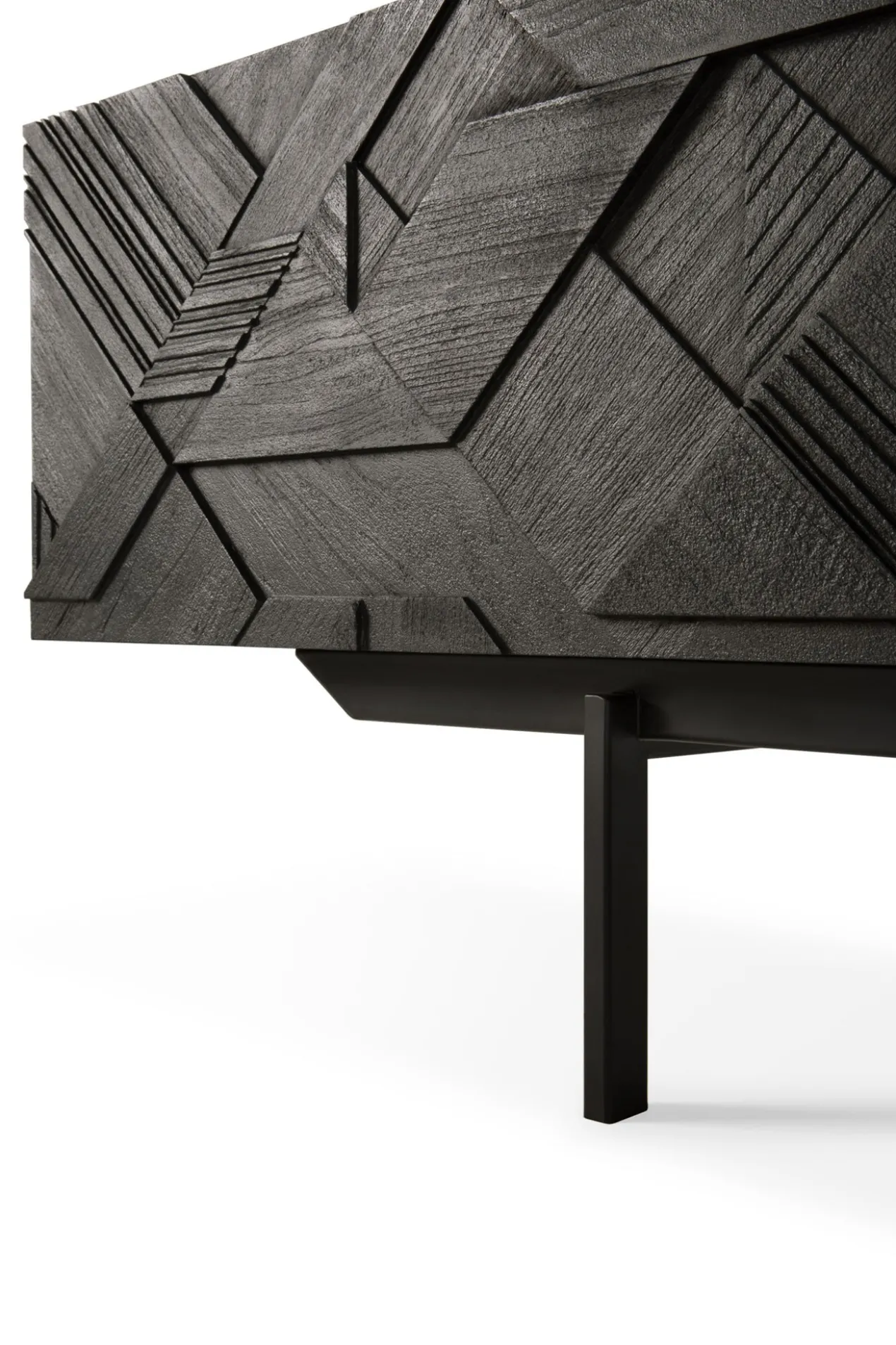 Tv-meubel Graphic teak zwart 160 cm