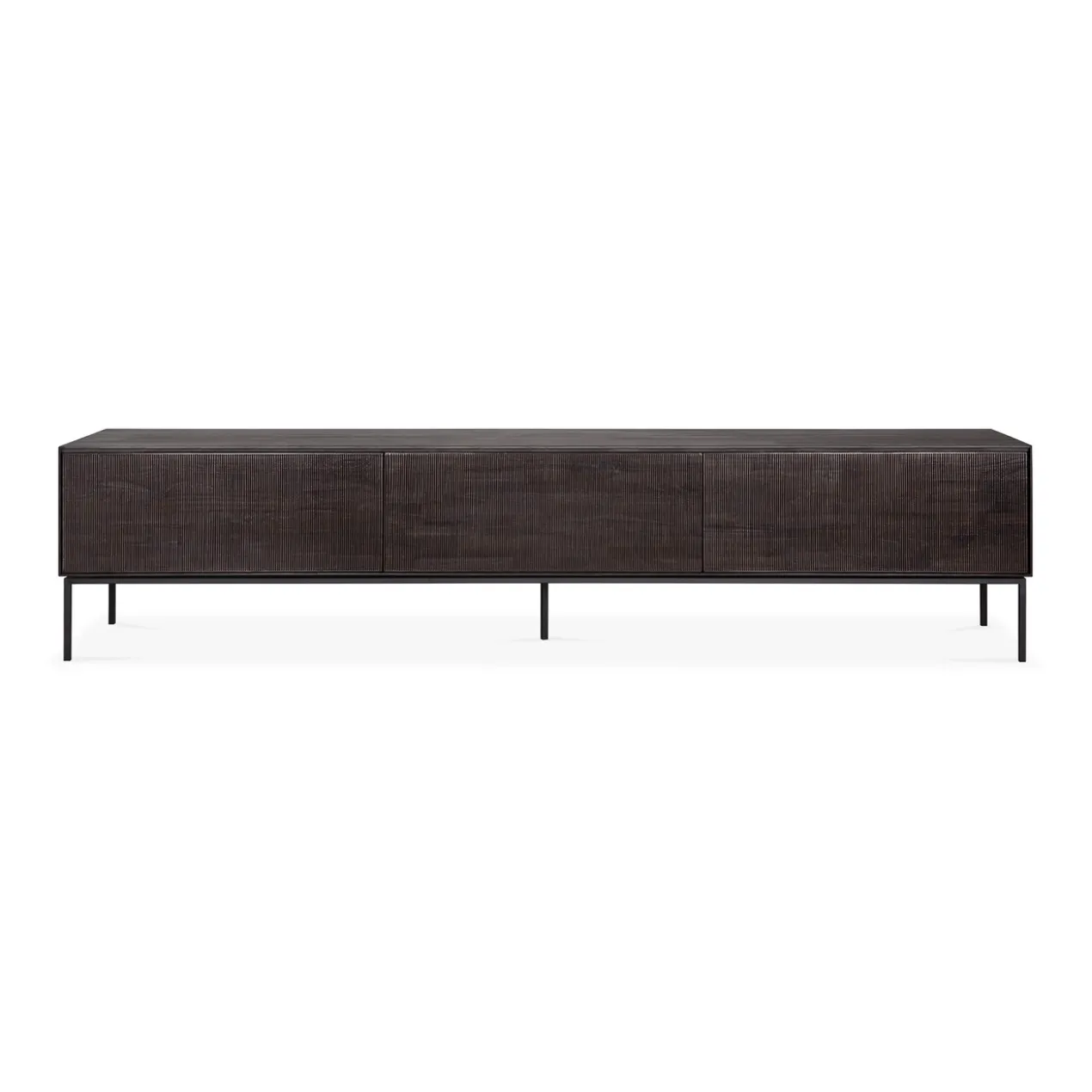 Tv-meubel Grooves teak off black/bruin 242 cm