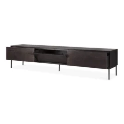Tv-meubel Grooves teak off black/bruin 242 cm