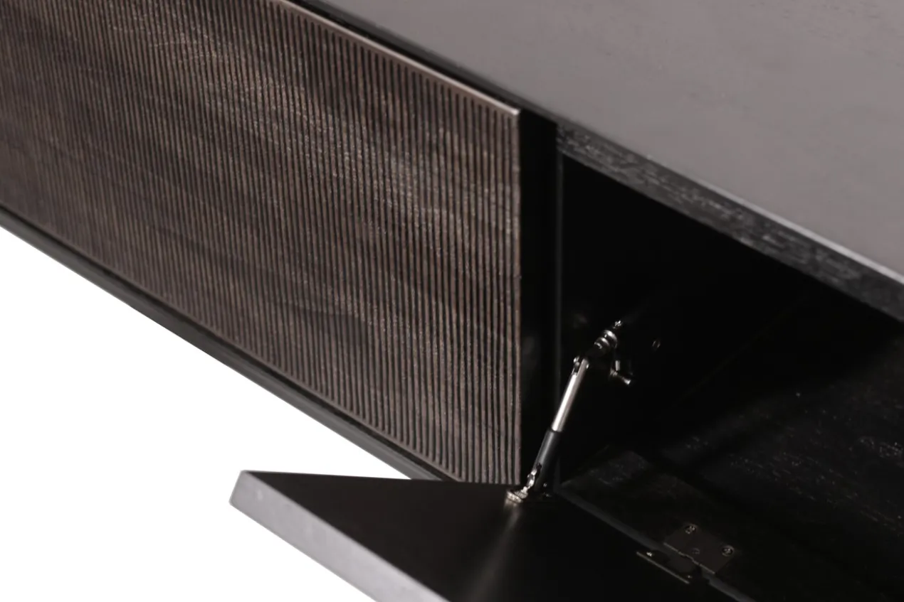 Tv-meubel Grooves teak off black/bruin 162 cm