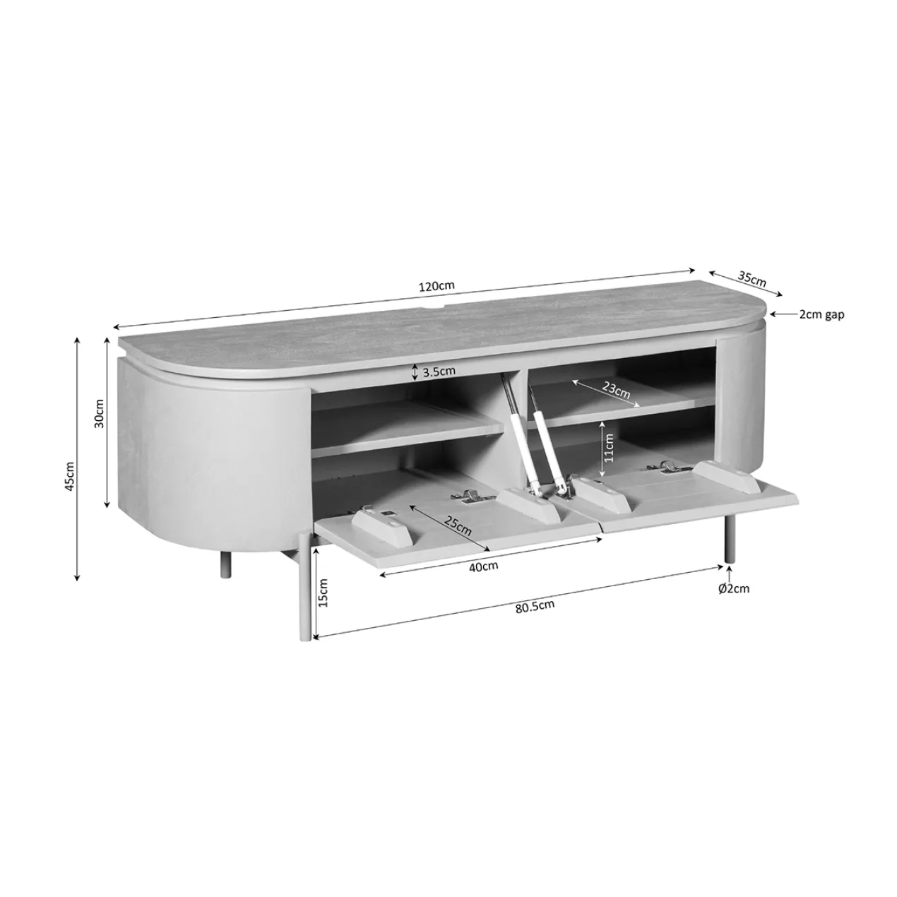 Tv meubel Houdini Witzand 120 cm