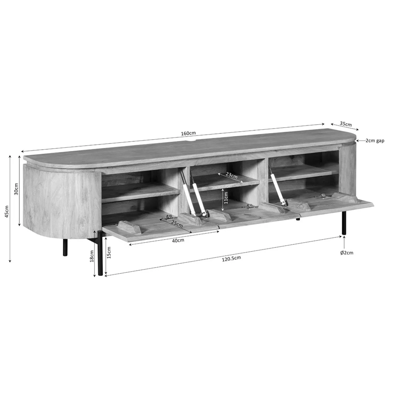 Tv meubel Houdini Zwart 160 cm