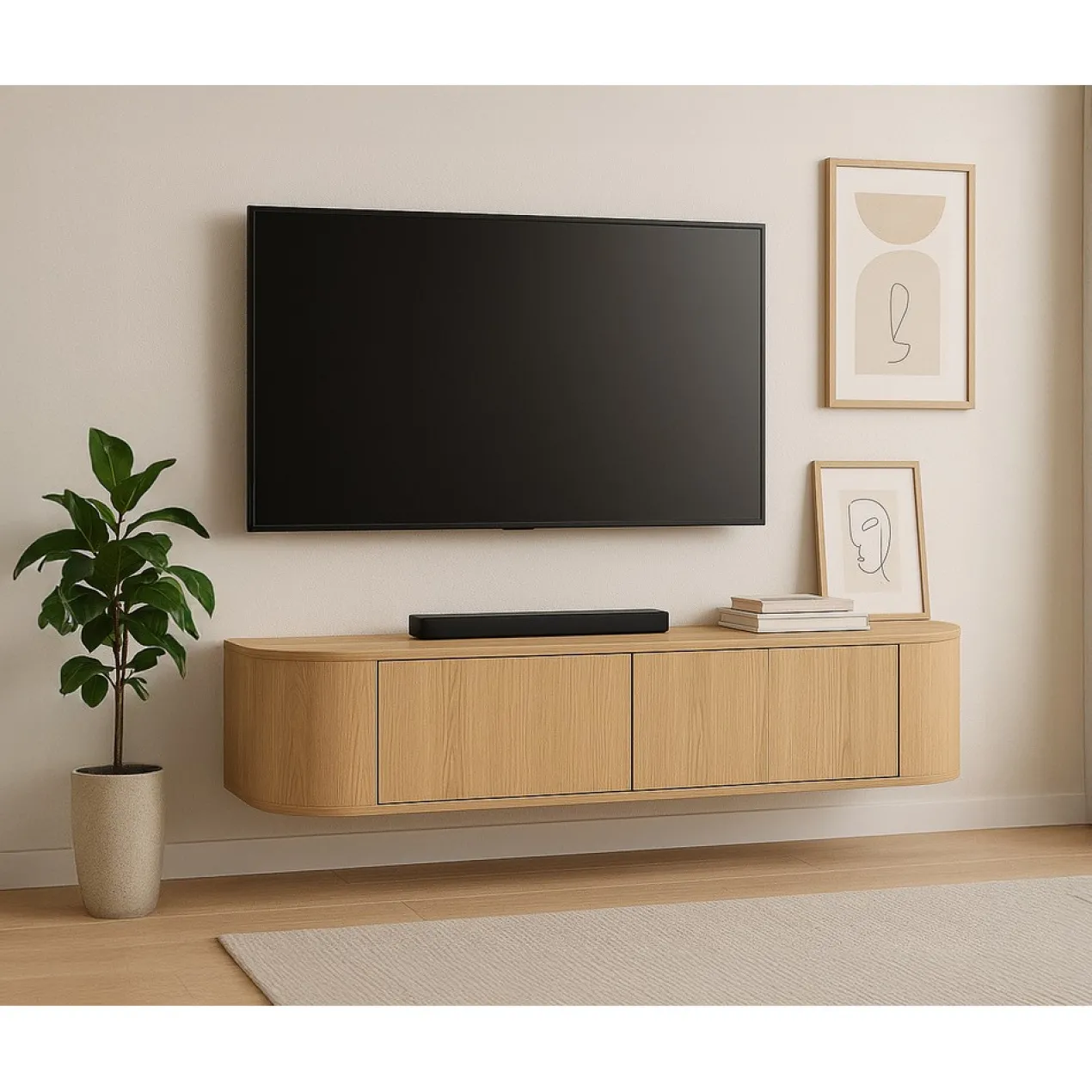 Tv-meubel zwevend naturel 140 cm