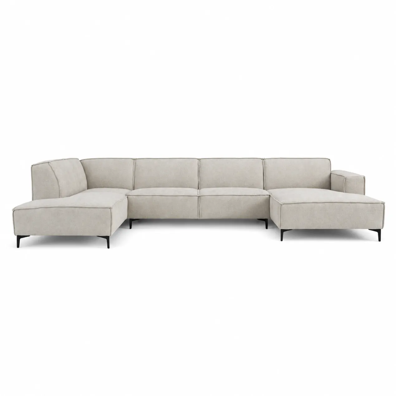U-bank Valora beige chaise longue rechts met ottoman links