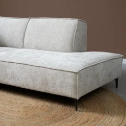 U-bank Valora Beige chaise longue links met ottoman rechts