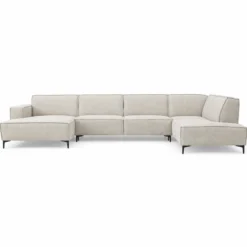 U-bank Valora Beige chaise longue links met ottoman rechts