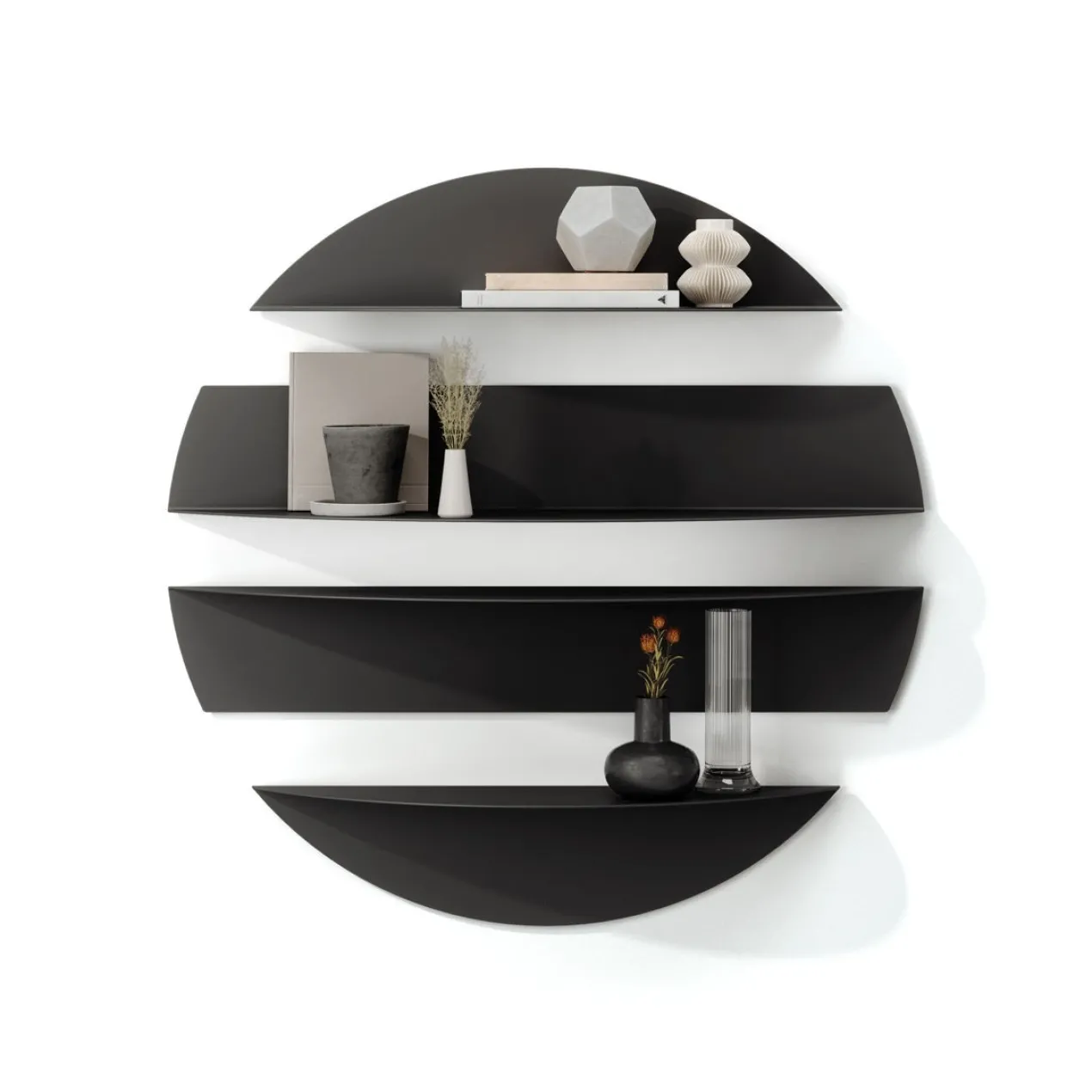 Umbra wandplank Solis rond zwart