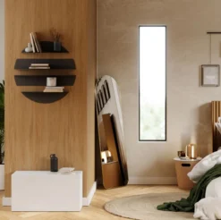 Umbra wandplank Solis rond zwart