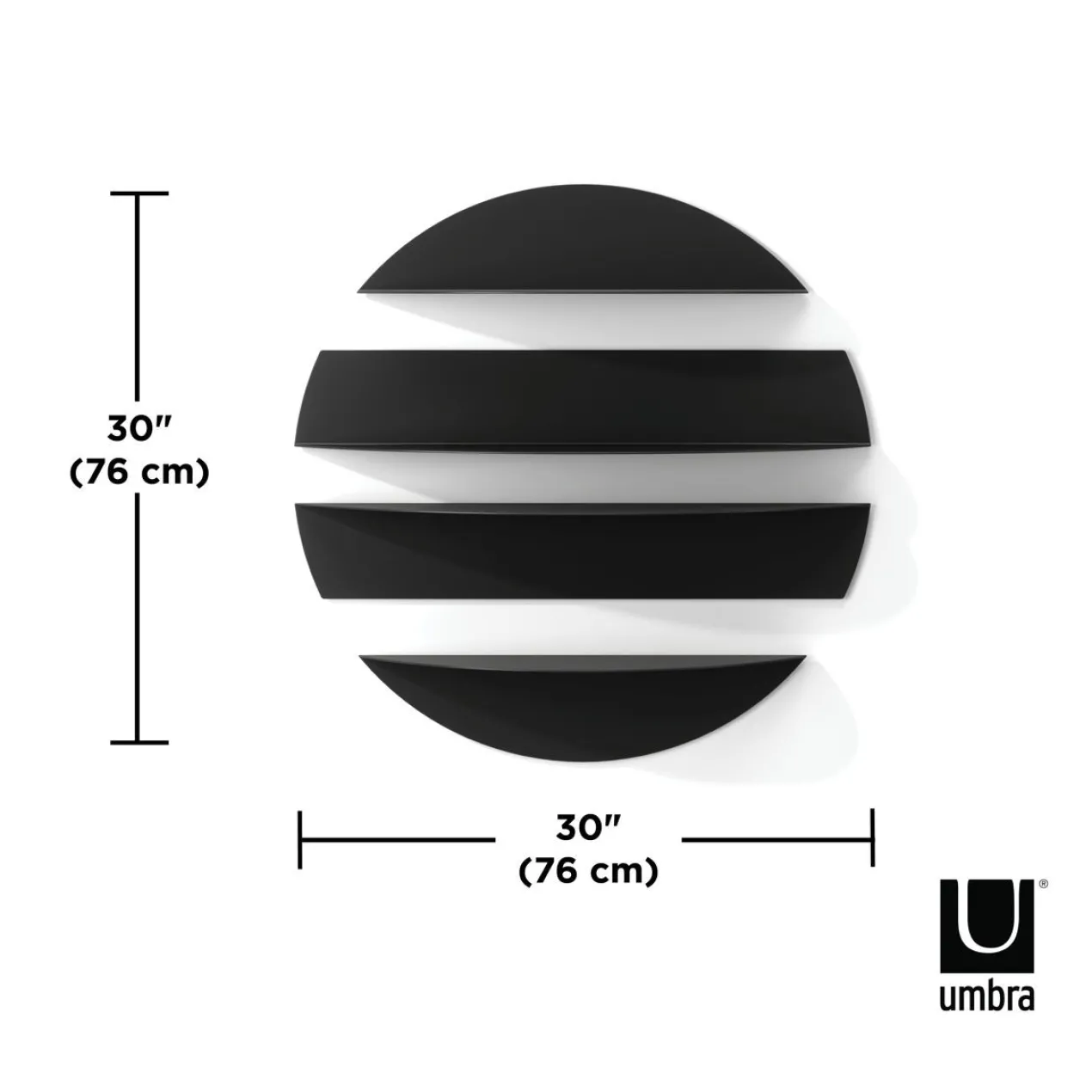 Umbra wandplank Solis rond zwart