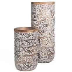 Vaas Hout natural/wit L