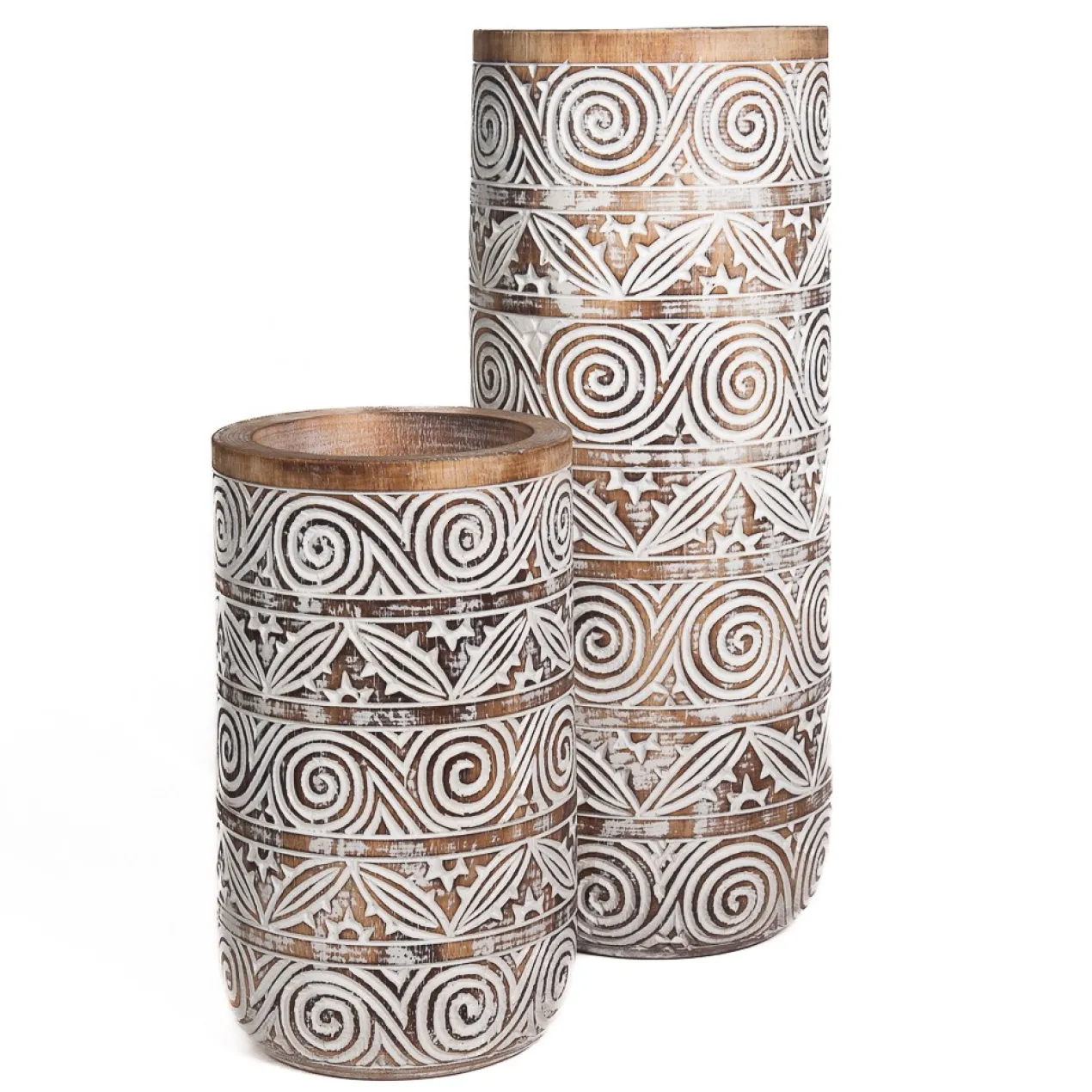Vaas Hout natural/wit L