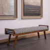 Valo bankje hout bruin met streepstof zwart/wit