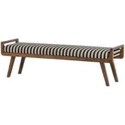Valo bankje hout bruin met streepstof zwart/wit