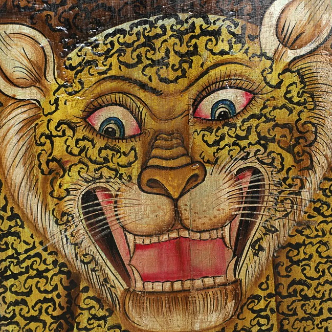 Vanij - Handbeschilderd Teak Deurpaneel met Tijger